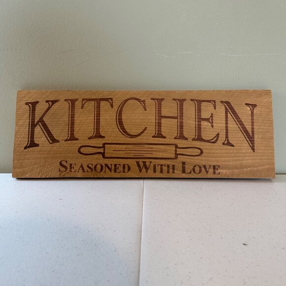 Kitchen Seasoned with Love sign Rustic Farmhouse decoration Valentines Day - Picture 1 of 8